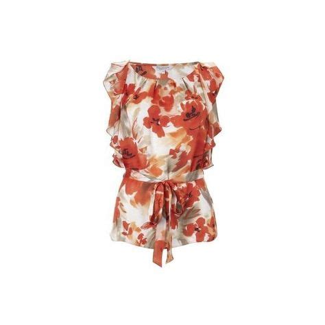 Bright Orange Floral Print Top Liked On Polyvore Featuring Tops