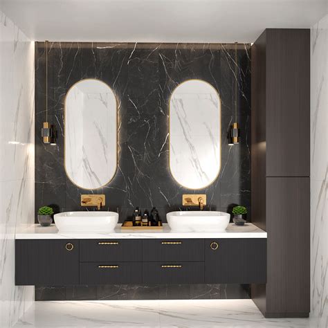 White, on the other hand, is a pure, clean and clear bringer. 3D Black and White and gold Bathroom with multi texture