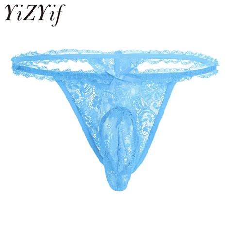 Yizyif Super Hot Mens Sexy Soft Floral Lacy Frilly Sissy Panties G String Thong Gay Male