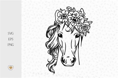 Horse With Flower Crown Svg Floral Horse Svg Horse Head By Pretty