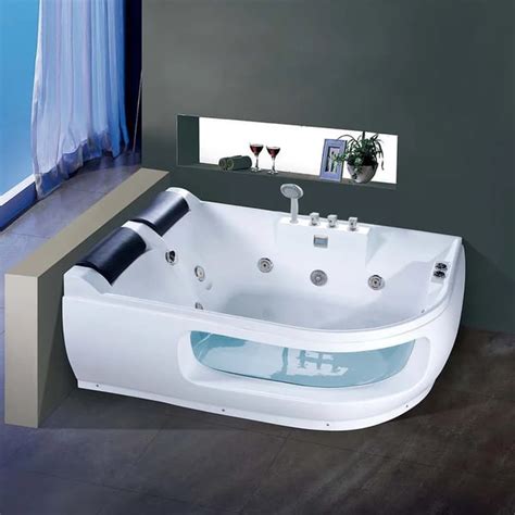 1700mm Acrylic Whirlpool Corner Massage Bath 5 Jet 2 Person Lounger Seat Bath Homary Uk