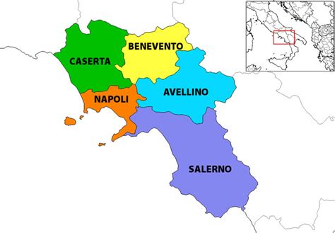 Regione Campania Cartina Politica Map Of Campania Map Campania