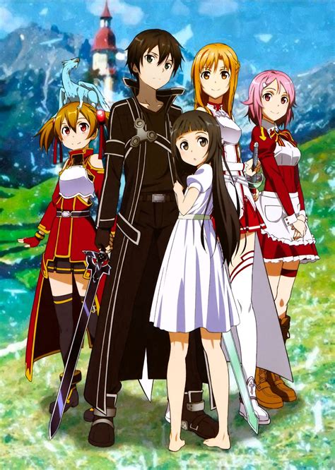 Sword Art Online Silica Kirito Yui Asuna And Lisbeth Official Art