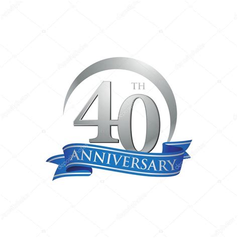 40th Anniversary Ring Logo Blue Ribbon Stock Vector Image By ©ariefpro