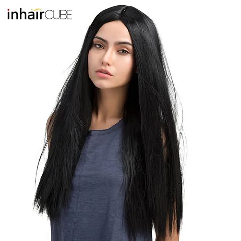Buy Esin 24 Inch Full Wig Natural Black Real Thick Synthetic Long Straight Hair