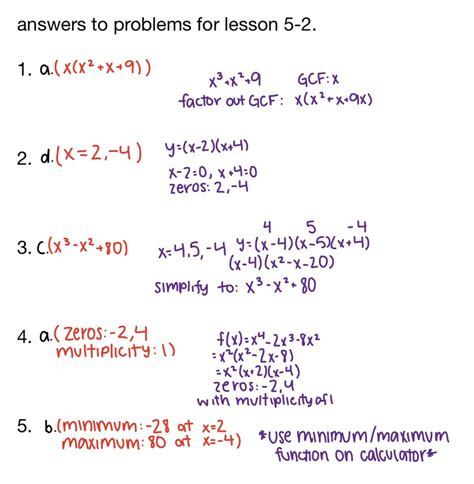 Practice Answers Polynomial Functions Polynomials Linear Factos