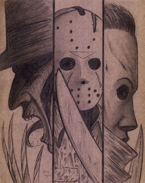 Freddy Jason And Michael On Cardboard By Dougsq On Deviantart