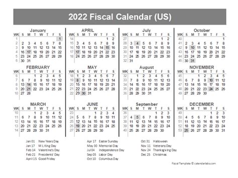 2022 2022 Fiscal Year Calendar
