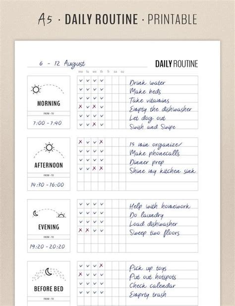 Daily Routine Planner Printable Flylady Morning Routine Checklist