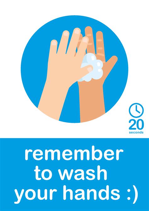 New Hand Washing Poster Blue Hand 3 Pack Of 6 Health For All Children