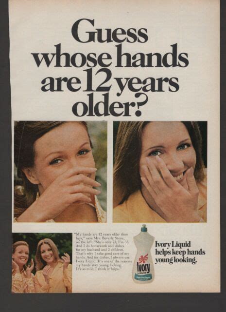 1973 Ivory Liquid Soap Women Smiling Hands Young Looking Vintage Print