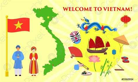 Welcome To Vietnam Concept Banner Flat Style Stock Vector Crushpixel
