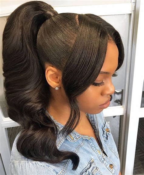 Pin By Shantel Lee On Quick Weave Styles Black Ponytail Hairstyles