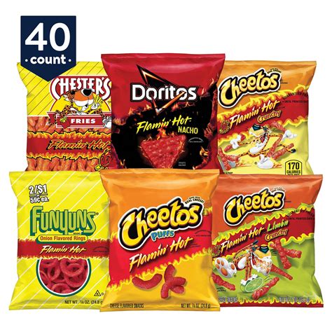 Frito Lay Flamin Hot Mix Flavor Single Serve Cheetos Doritos Chesters Funyuns Variety Pack