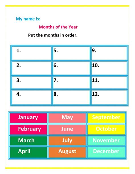 Months Of The Year Online Exercise For Preschool