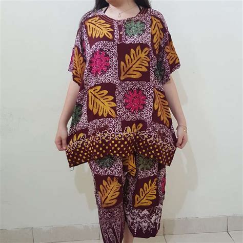 Jual Setelan Jumbo Motif Batik Kartika Collection Warna Maroon