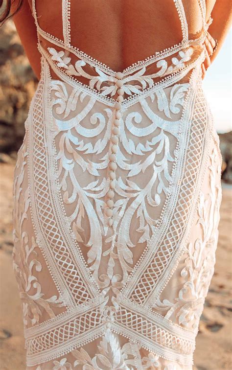 Sexy Fit And Flare Cutout Wedding Dress With Linear Lace All Who