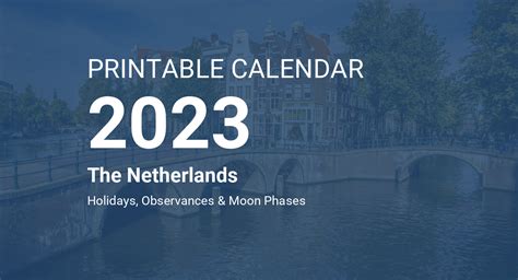 Printable Calendar 2023 For The Netherlands Pdf