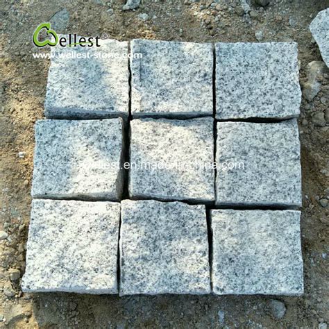 G603 Grey Granite Cobble Stone Natural Split Cube Stone For Floor