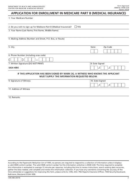 Medicare Part B Enrollment Application Form Dochub