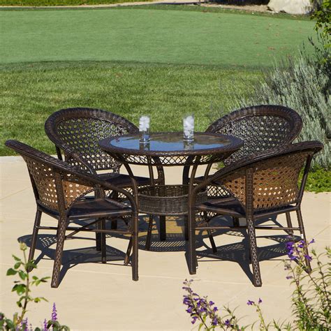 Home Loft Concepts Andre 5 Piece Wicker Outdoor Dining Set & Reviews ...