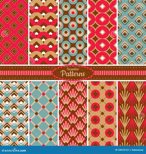 Collection Of Seamless Pattern Backgrounds Stock Vector Illustration