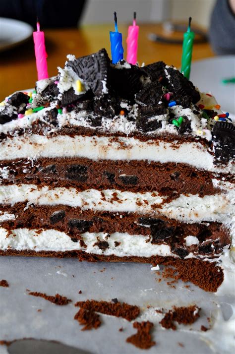 This easy homemade ice cream cake is made in a regular baking dish with a layer of real cake, fudge sauce, ice cream and whipped cream. Oreo Ice Cream Cake | Little House Big Alaska