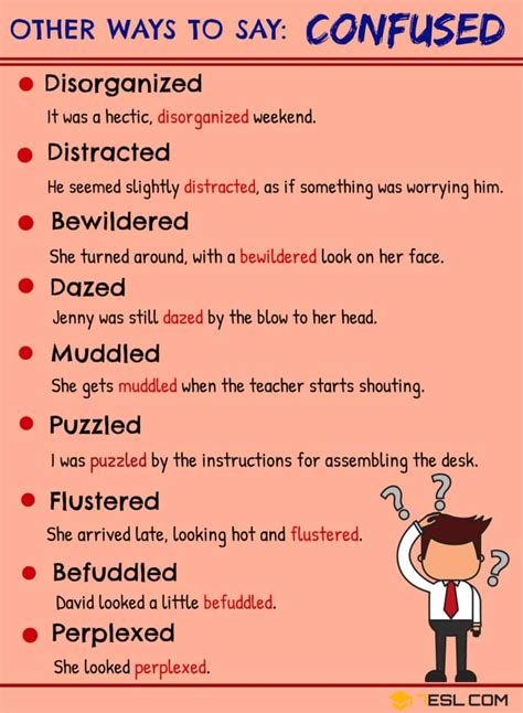 Confused Synonym List Of 50 Synonyms For Confused In English 7esl