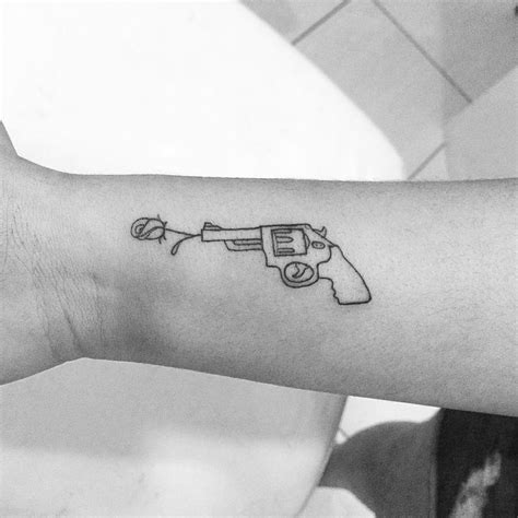 Gun And Rose Small Gun Tattoo Dainty Tattoos Mini Tattoos Flower