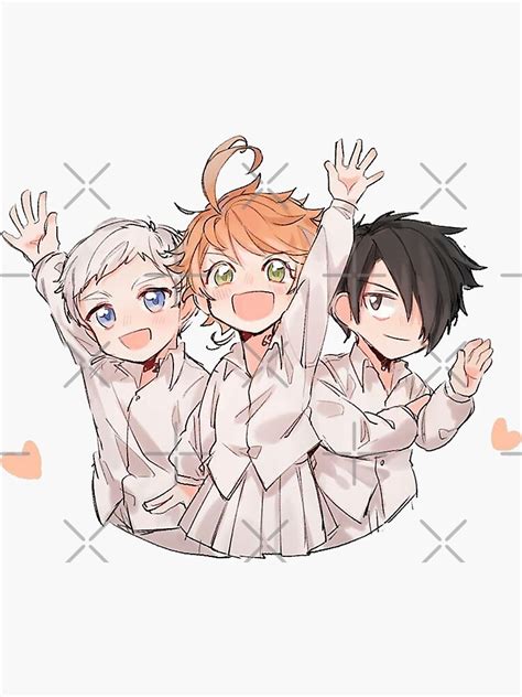 Norman Emma And Ray Tpn Sticker By Wiwicorp Redbubble In 2021 Neverland Neverland Art Anime