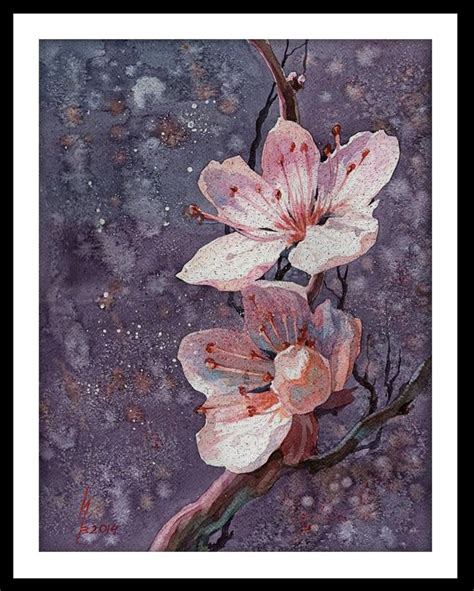 Th 664 Tranh GẠo MÀu NghỆ ThuẬt Cherry Blossom Painting Blossoms Art