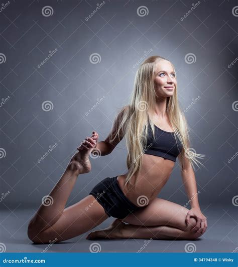 Cute Long Haired Blonde Doing Stretching Stock Photo Image Of