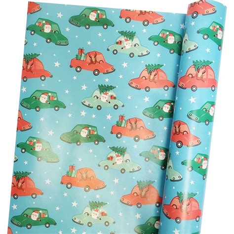 Christmas Blue Car Wrapping Paper 12m Each Woolworths