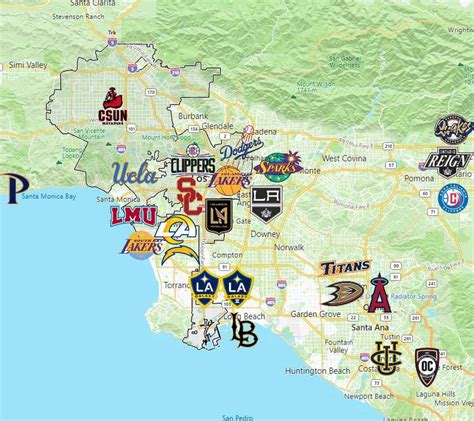 Sports Teams In Los Angeles Sport League Maps
