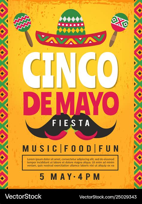 Poster Mexican Fiesta Design Template Party Vector Image