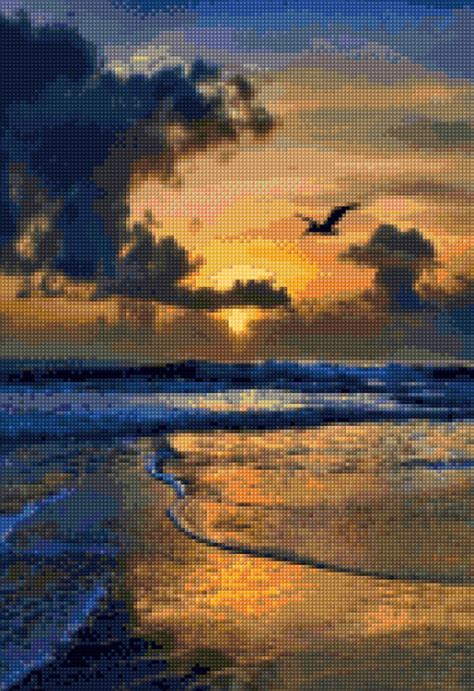Caribbean Beach Sunset Cross Stitch Pattern Pdf Instant Etsy