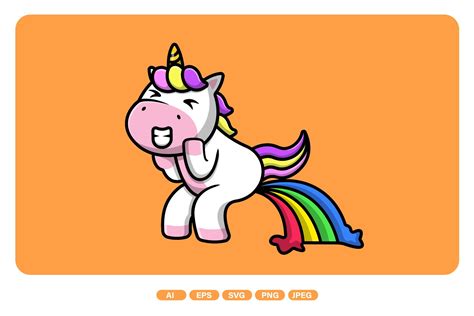 Cute Unicorn Pooping Rainbow Grafika Przez Mokshastuff · Creative Fabrica