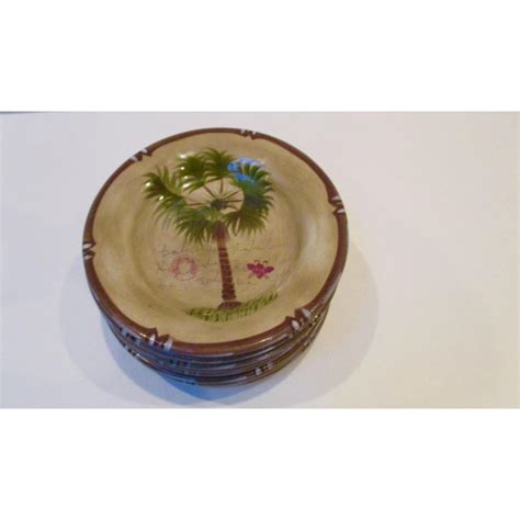 Hand Painted Bora Bora Tiki Palm Tree Tropical Salad