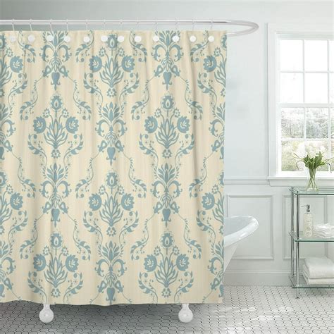 Pknmt Pattern Retro Blue Flowers Floral Small Modern Ornate Abstract Shower Curtain 60x72 Inches