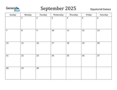 Equatorial Guinea September 2025 Calendar With Holidays