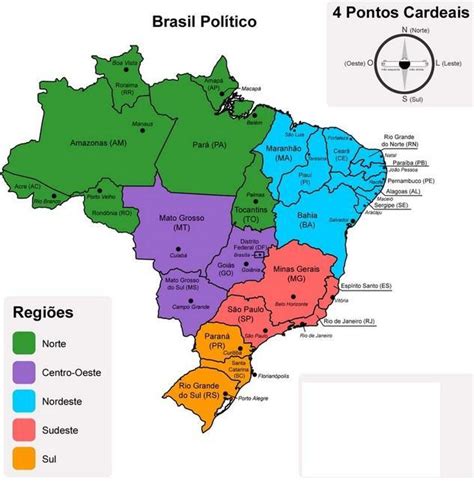Mapa Politico Do Brasil Estados E Capitais Heeelllpppp Br