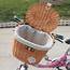 Wicker Bicycle Basket With Brown Straps Strong Lightweight Bike Cycling 