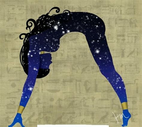 The Silhouette Of A Woman Doing Yoga In Front Of An Image Of Stars And Space