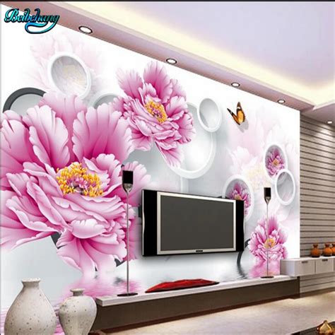 Beibehang Large Custom Nonwovens Wallpaper Mural Dream Peony Rose 3d