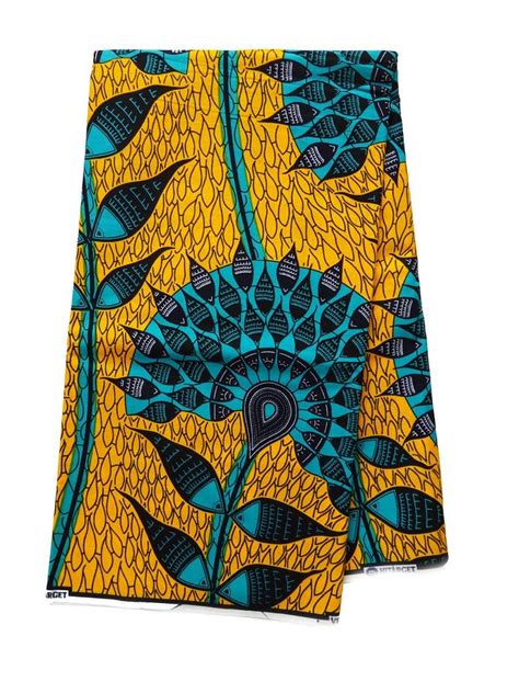 Ankara African Fabric Yellow Green African Wax Print Fabric By The Yard