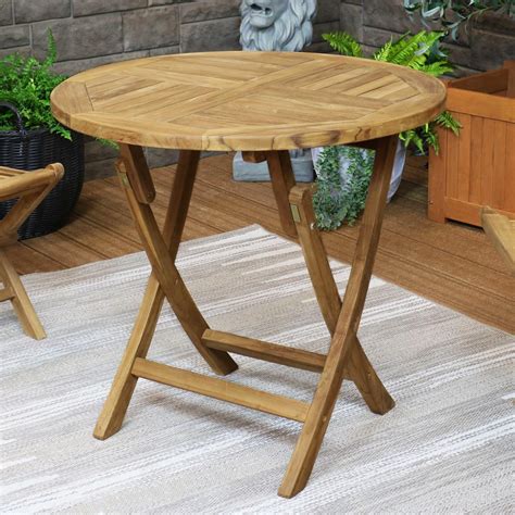 Ultimate Patio 32 12 Inch Round Teak Folding Outdoor Patio Table Bbqguys