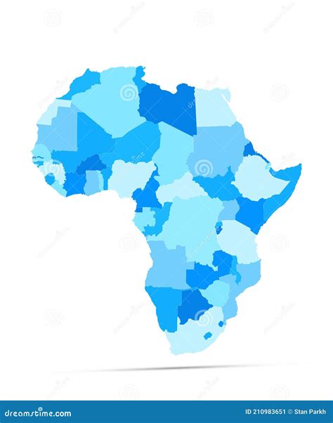 Empty Political Map Of Africa Spotted Blue Colors Isolated On White