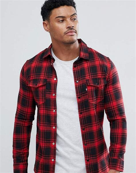 Good For Nothing Muscle Shirt In Red Check Red Checkered Shirt Outfit