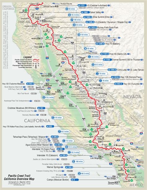 Map Of First Half Of Pct Deans Pacific Crest Trail Hike