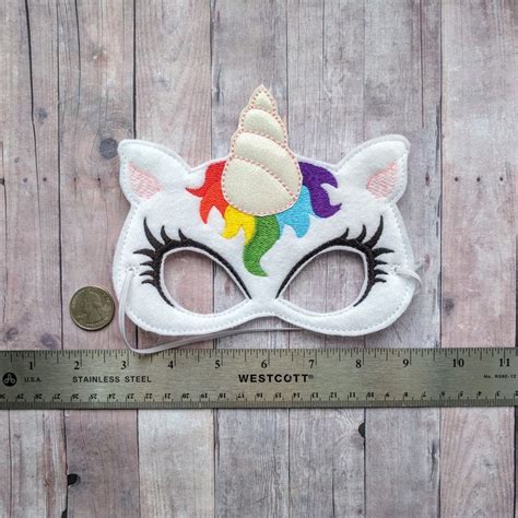 Unicorn Felt Mask In Choice Of 2 Sizes Rainbow Embroidery And Etsy